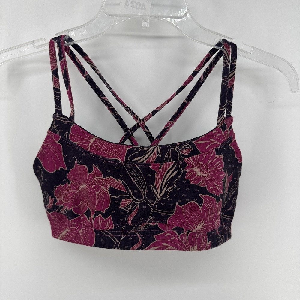 The North Face Sports Bra Womens S Purple Floral Crossback Lined Stretch